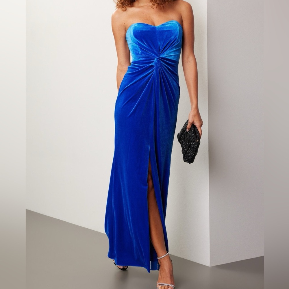 Liv Foster Velvet Strapless Gown, 4